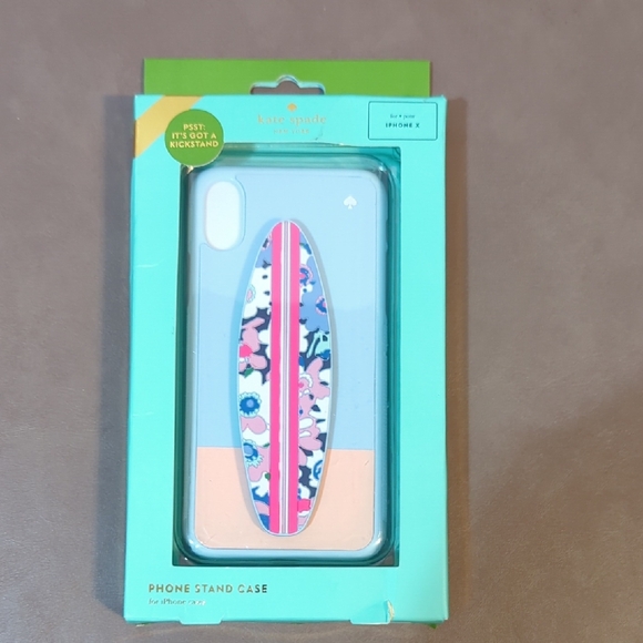 New Kate Spade iPhone X Case Silicone Surfboard Stand NIB - Picture 1 of 12